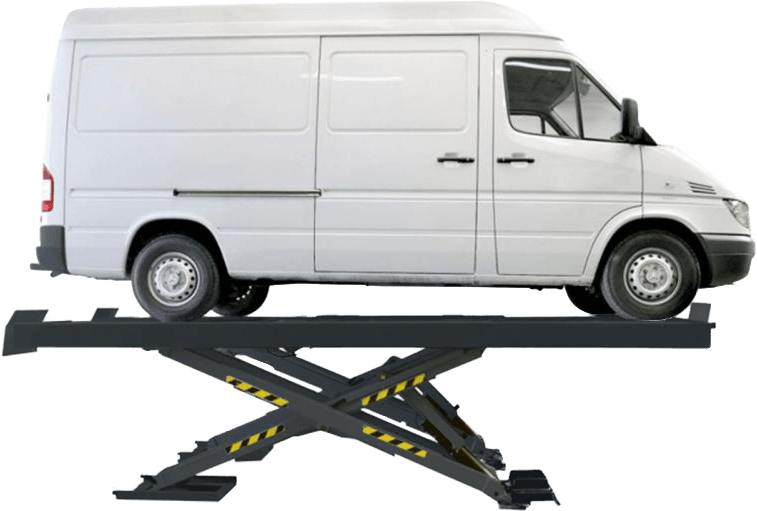Class VII scissor MOT bay lift with wheel alignment