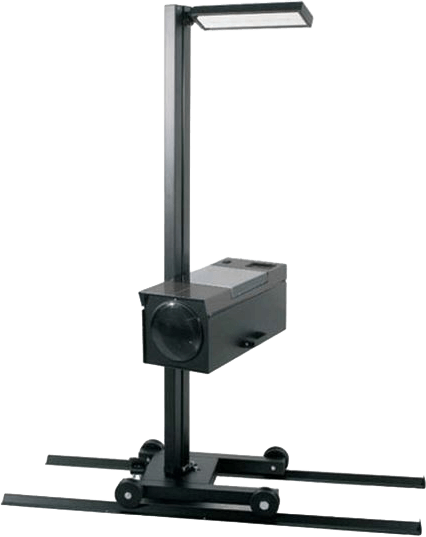 LMHBA1 headlamp beam tester on a double-rail base